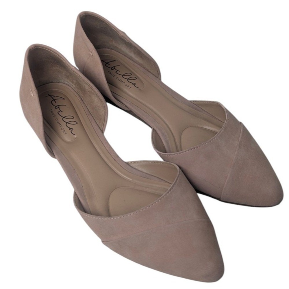 Abella True Comfort Taupe Faux Suede Pointed Toe d'Orsay Flats Size 8.5 M